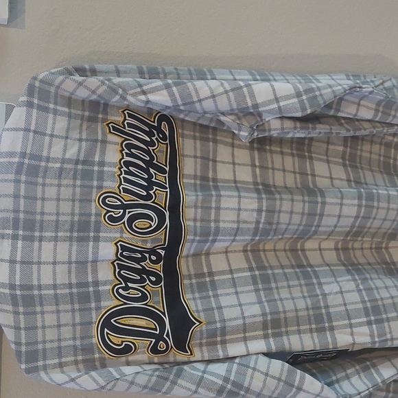 Dogg Supply men xl white/grey flannel button down shirt - Picture 4 of 4